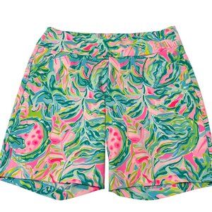 Lilly Pulitzer Luxletic Womens Size 14 Reid Shorts In Multi Exotic Garden Print